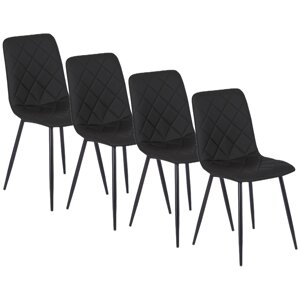 Набір із 4 стільців для вітальні BILI з м'якою оббивкою з екошкіри Modern Loft чорного кольору