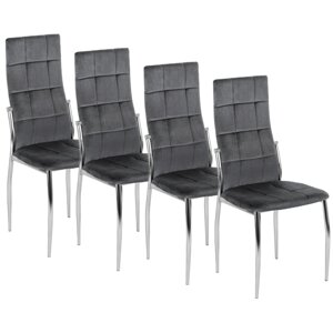 Набір з 4x М'яких обідніх стільців MOLLY Grey Velour Modern