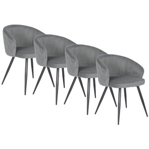Набір із 4-х обідніх стільців з оббивкою ADELE Grey Velour Modern Loft