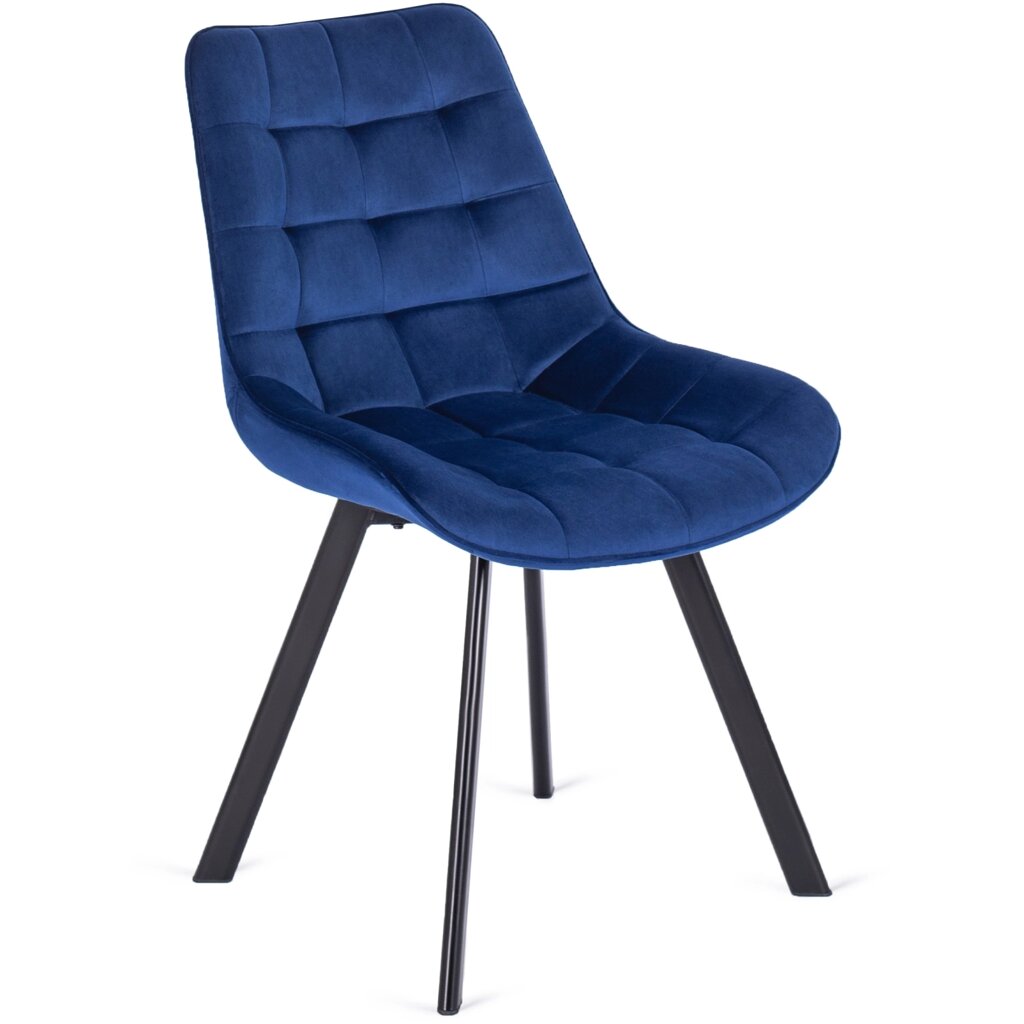 RICK Темно-синій велюровий сучасний стілець у стилі лофт з м'якою оббивкою для вітальні від компанії AquaDom - фото 1