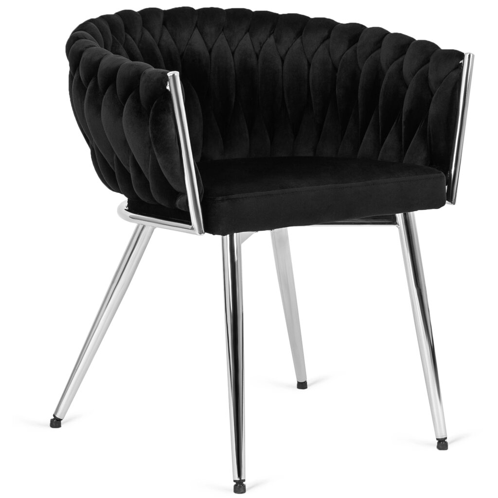 SIENA Чорний велюровий сучасний гламурний плетений стілець для вітальні від компанії AquaDom - фото 1