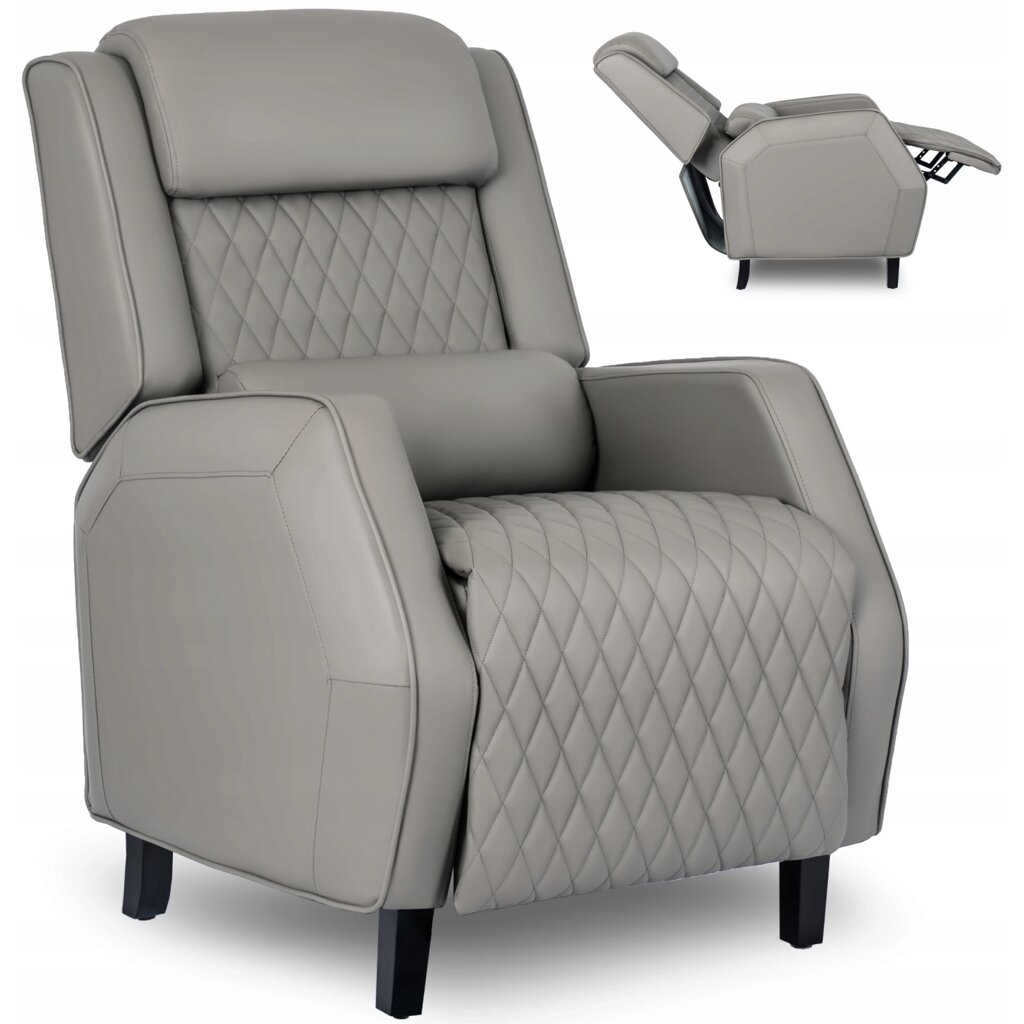 Сучасне складне крісло для відпочинку з підставкою для ніг VIPER Grey Екошкіра від компанії AquaDom - фото 1