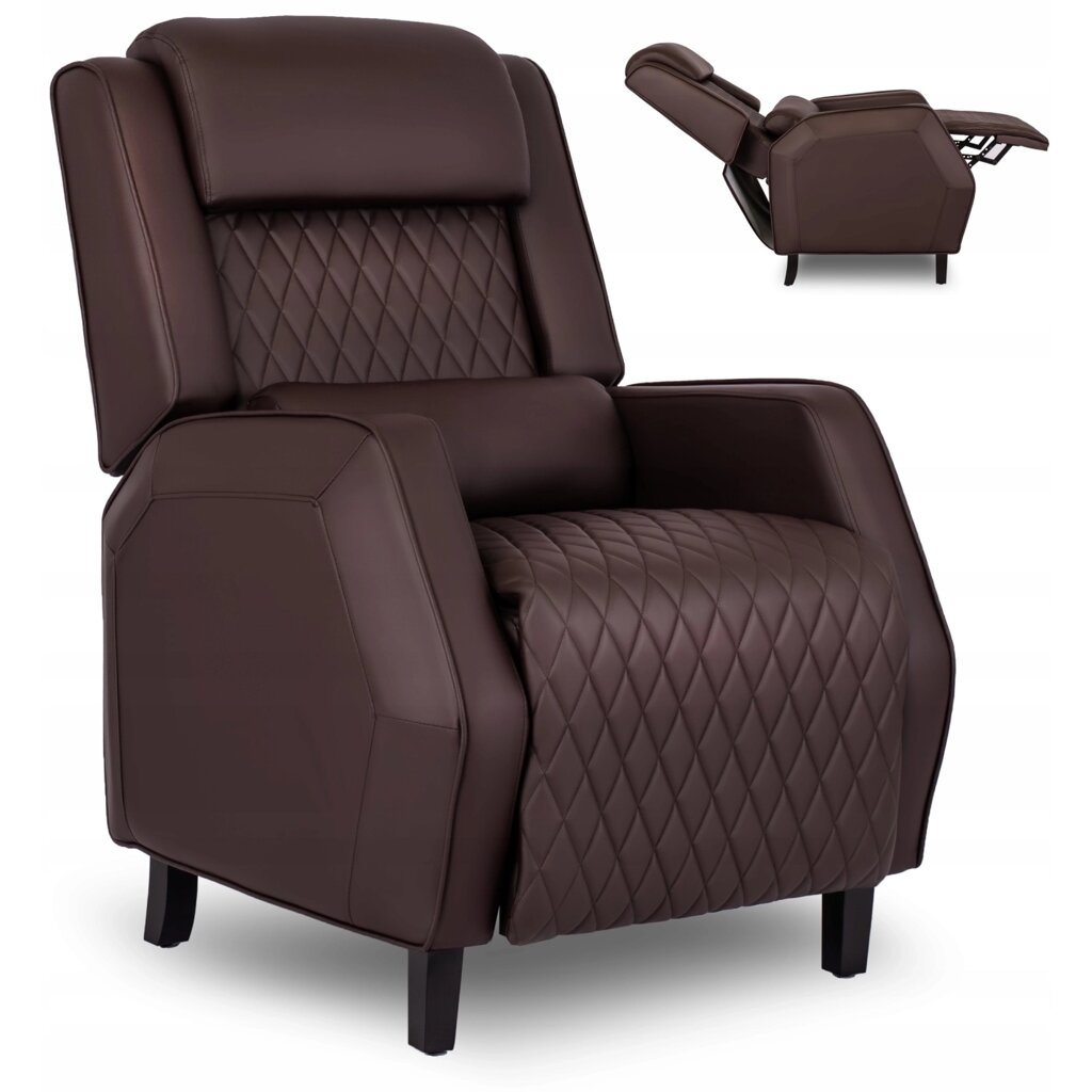VIPER Складне крісло для відпочинку з підставкою для ніг Коричневий Екошкіра Сучасний від компанії AquaDom - фото 1