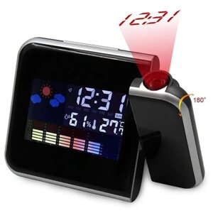 Годинник із проектором датчиком температури та вологості календар будильник No2017