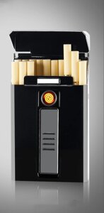 Портсигар із спіральною електрозапальничкою для тонких слім цигарокFocus No1857