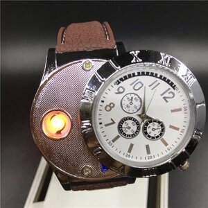 Кварцовий наручний годинник зі спіральною електроза запальничкою No1527