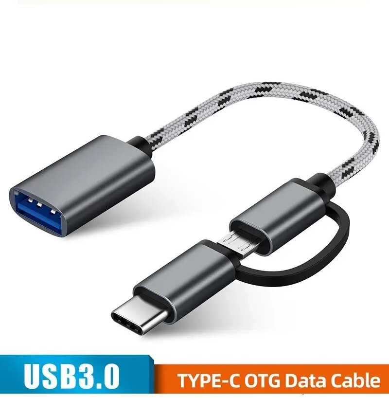 Шнур для зарядки адапттер USB OTG на Type-C+Micro GARAS No1575 від компанії 1000 дрібниць - фото 1