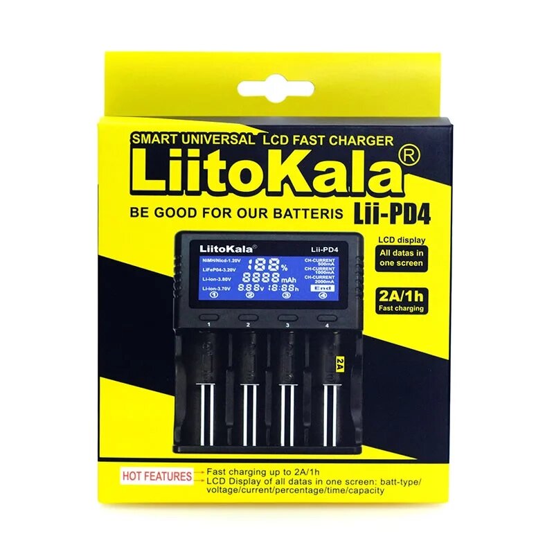 Універсальний зарядний пристрій на 4 акумулятори LitoKala No2120 від компанії 1000 дрібниць - фото 1