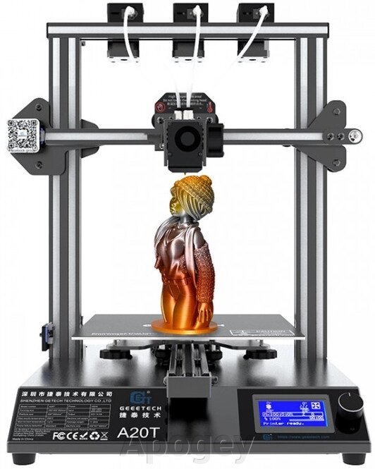 3D-принтер Geeetech A20T, швидке складання, 3-в-1, багатобарвний друк із платою керування GT2560. від компанії Apogey - фото 1