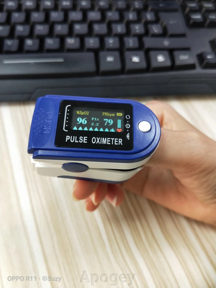 Електронний пульсоксиметр на палець Pulse Oximeter (Гарантія 12 місяців) від компанії Apogey - фото 1