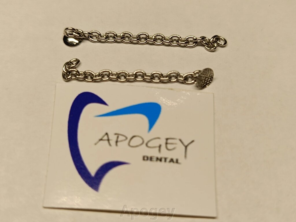 Кнопка лінгвальна з ланцюжком Silver ApogeyDental *Цена за шт від компанії Apogey - фото 1