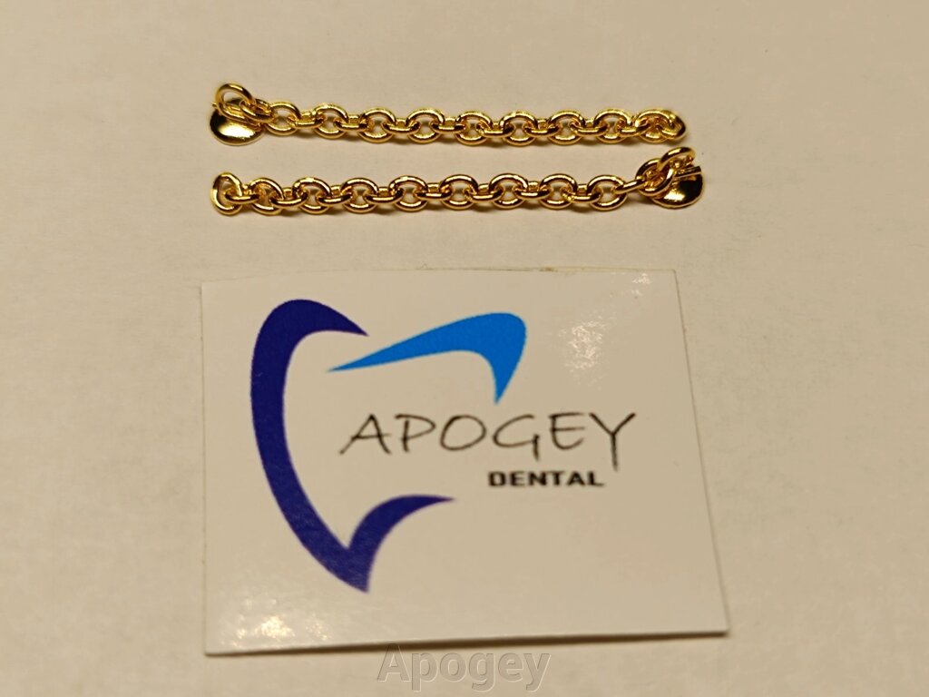 Кнопка лінгвальная з ланцюжком Gold ApogeyDental *Цена за шт від компанії Apogey - фото 1