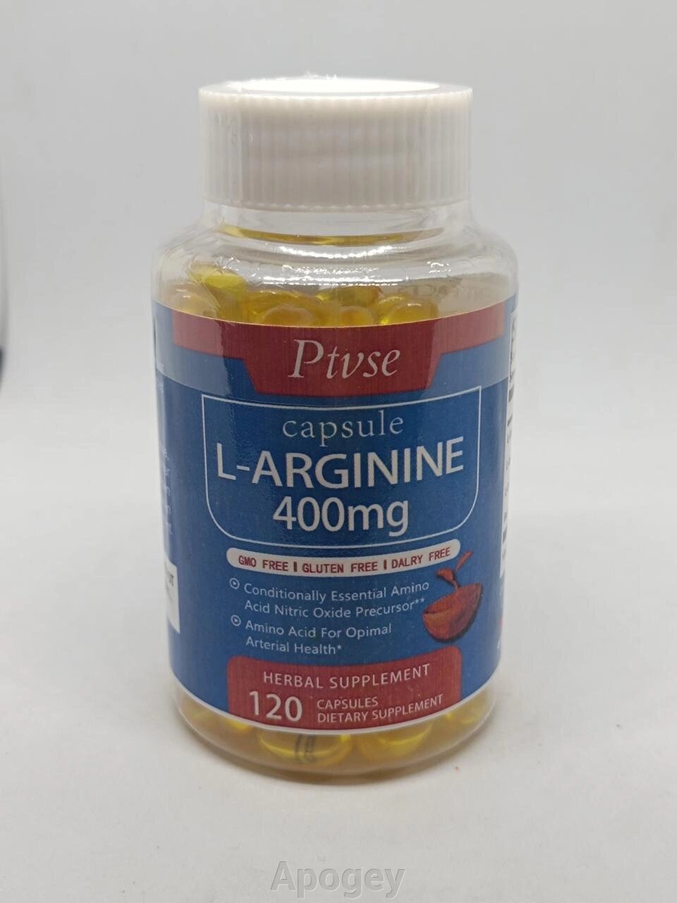 Л-аргінін L-Arginine 400 mg 120 капсул від компанії Apogey - фото 1