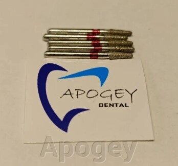 Стоматологічні алмазні фрези бори ApogeyDental CR-21F м'яка упаковка 5 шт/уп (червона серія) від компанії Apogey - фото 1