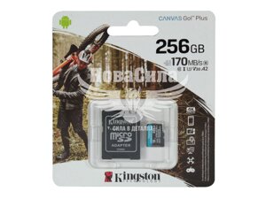 Флешка (microSD) 256GB Class 10 (Kingston) Go Plus з адаптером SDCG3/256GB