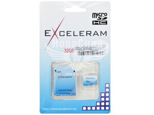 Флешка (microSD) 32GB Class 10 (Exceleram) з адаптером EMSD0006