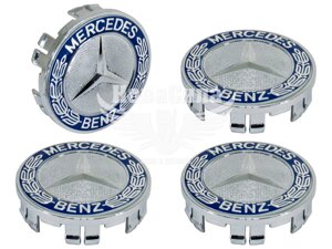 Ковпачки для дисків титану Mercedes (КНР) 75/70мм. (Синій)