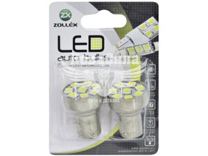 Лампочка 1-но конт. груша біла LED SMD 24V 8-діодів P21W BA15s (Zollex) (к-т. 2шт.) S092824 12V-P21W BA15s