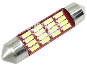 Лампочка 2-х цокольна LED T11_C5W SMD біла 16-діодів 12V-5 Вт SV8.5-8 39мм. (Cyclone) T11-032(39)