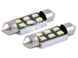 Лампочка 2-х цокольна LED T11_C5W SMD біла 6-діодів 12V-5 Вт SV8.5-8 36мм. CANbus (Solar) (к-т. 2шт.) SL1362