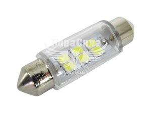 Лампочка 2-х цокольна LED T11_C5W SMD біла 6-діодів 12V-5 Вт SV8.5-8 39мм. (Solar) (к-т. 2шт.) SL1351