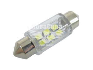 Лампочка 2-ох цокольна LED T11_C5W SMD біла 6-діодів 12V-5Вт SV8.5-8 36мм. (Solar) (к-т. 2шт.) LS275_B2