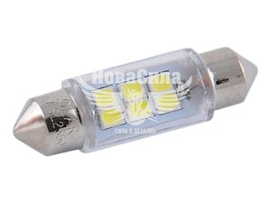 Лампочка 2-ох цокольна LED T11_C5W SMD біла 6-діодів 24V-5Вт SV8.5-8 36мм. (Solar) (к-т. 2шт.) SL2550