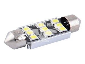 Лампочка 2-ох цокольна LED T11_C5W SMD біла 9-діодів 12V-5Вт SV8.5-8 39мм. CANbus (Solar) (к-т. 2шт.) SL1363