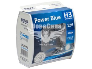 Лампочка галогенна H3 PK22s 12V-55Вт (Brevia) 4200K (Power Blue) (кт. 2шт.) 12030PBS 12V-H3 PK22s