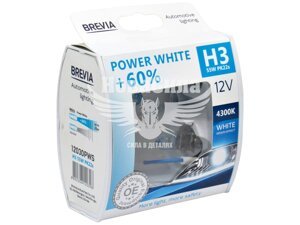 Лампочка галогенна H3 PK22s 12V-55Вт (Brevia) +60 4300К (Power White) 12030PWS