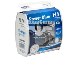 Лампочка галогенна H4 P43t 12V-60/55Вт (Brevia) 4200K (Power Blue) (кт. 2шт.) 12040PBS 12V-H4 P43t