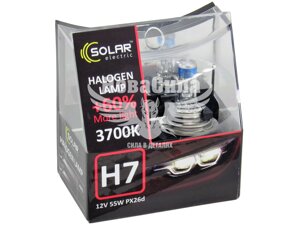 Лампочка галогенна H7 PX26d 12V-55Вт (Solar) 3700K (Starlight) +60 (кт. 2шт) 1237S2 12V-H7 PX26d