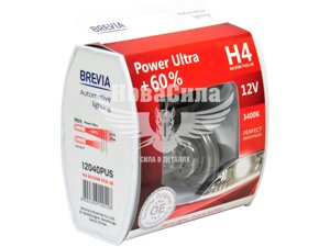 Лампочка галогенна H4 P43t 12V-60 / 55Вт (Brevia) 60 (Power Ultra) (кт. 2шт.) 12040PUS 12V-H4 P43t