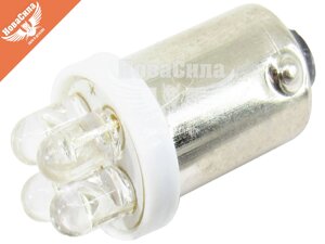 Лампочка з цоколем LED T4W LEDS біла 4-діоди 12V-4Вт BA9s (Solar) (упак. 10шт.) LF141_P