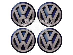 Наклейка VW на ковпаки (синя) (силікон) діам. 5х5 68-1