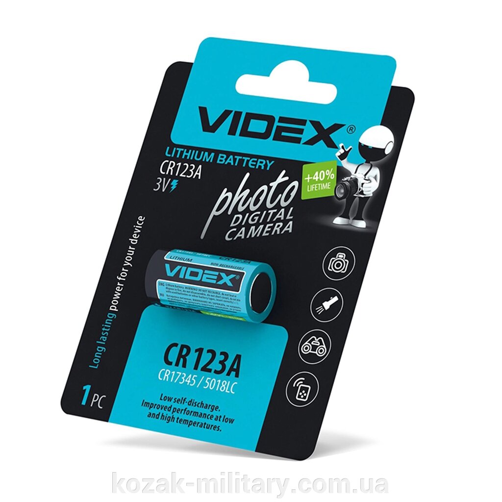 Батарейка літієва Videx CR123A 1шт BLISTER CARD від компанії "КOZAK" military - фото 1