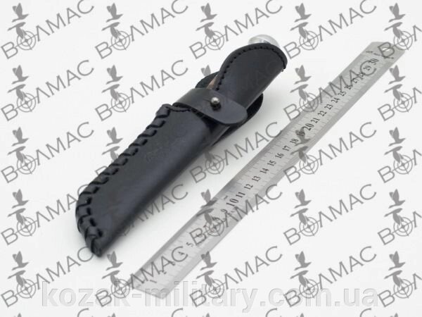 Чохол для ножа малий конверт плетений із застібкою шкіряний чорний від компанії "КOZAK" military - фото 1