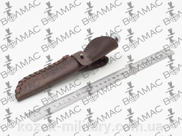 Чохол для ножа малий конверт плетений із застібкою шкіряний коричневий від компанії "КOZAK" military - фото 1