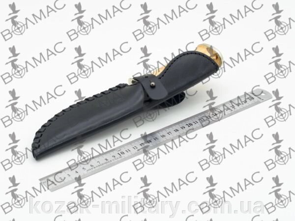 Чохол для ножа великий конверт плетений із застібкою шкіряний чорний від компанії "КOZAK" military - фото 1
