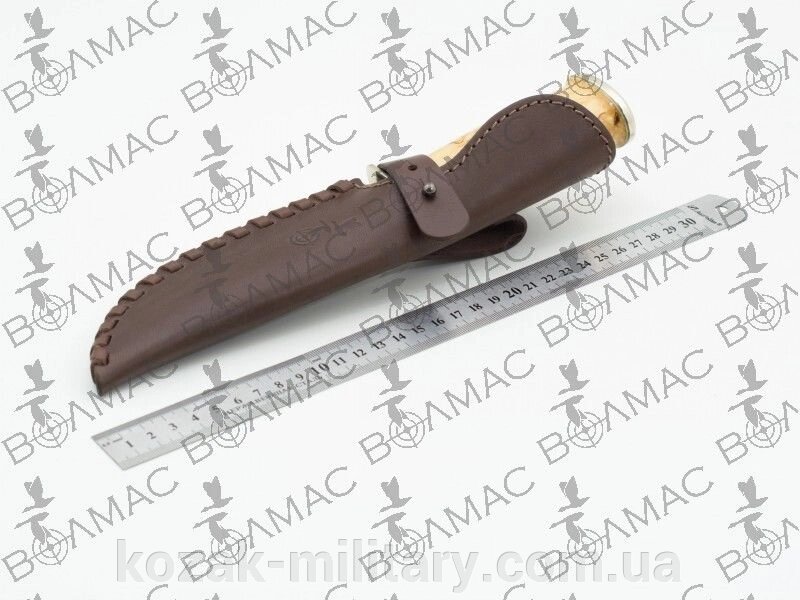 Чохол для ножа великий конверт плетений із застібкою шкіряний коричневий від компанії "КOZAK" military - фото 1