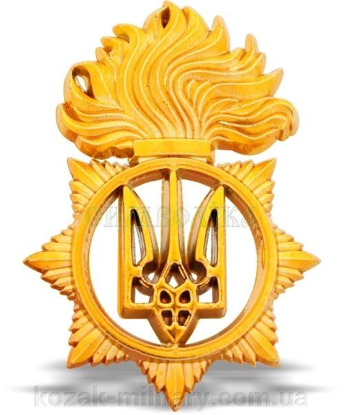 Кокарда НГУ золота (пластмаса) від компанії "КOZAK" military - фото 1