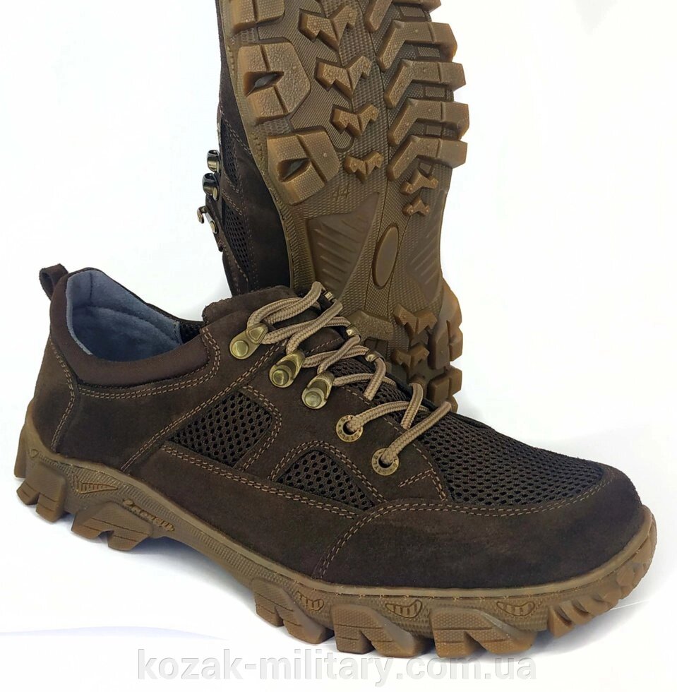 Кросівки "Трек" коричневий замш + сітка "Brown" від компанії "КOZAK" military - фото 1
