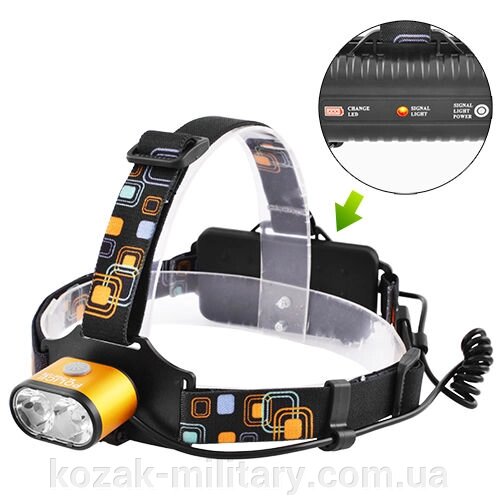 Ліхтар налобний Police 2128-2T6,2х18650, ЗУ micro USB, signal light, інд. заряду, BOX від компанії "КOZAK" military - фото 1