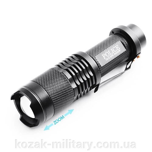 Ліхтар Poliсe BL-1812 T6, 1x18650, ЗУ 220 / 12V, zoom, зажим, комплект від компанії "КOZAK" military - фото 1