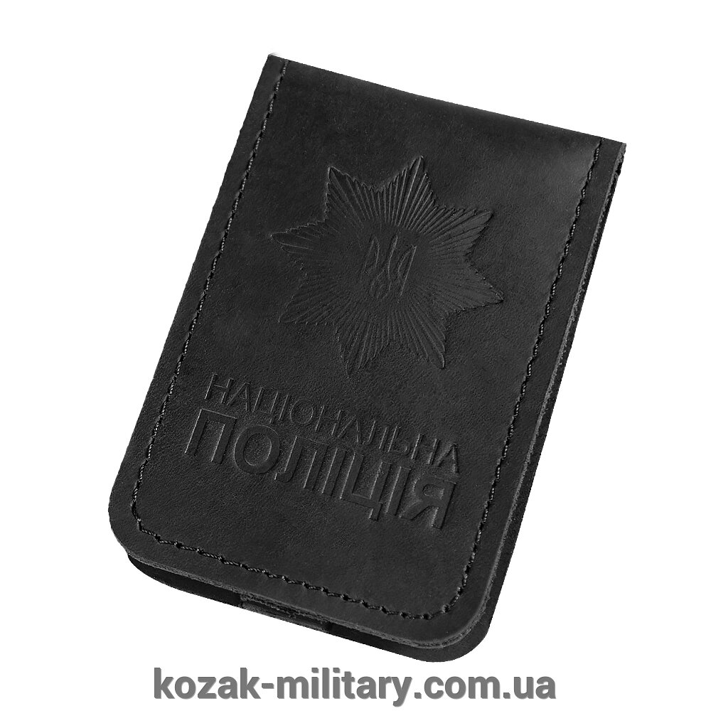Обкладинка для посвідчення та жетону поліції Чорна (7987) від компанії "КOZAK" military - фото 1