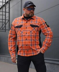 Тактична мілітарі Сорочка FCT Blackbeard літня в клітинку Помаранчева (4 номер)