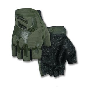 Рукавички безпалі з гумовим демпфером Mechanix Олива ONE SIZE