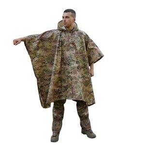 Пончо-дощовик із запаяними швами Kiborg Waterproof Multicam