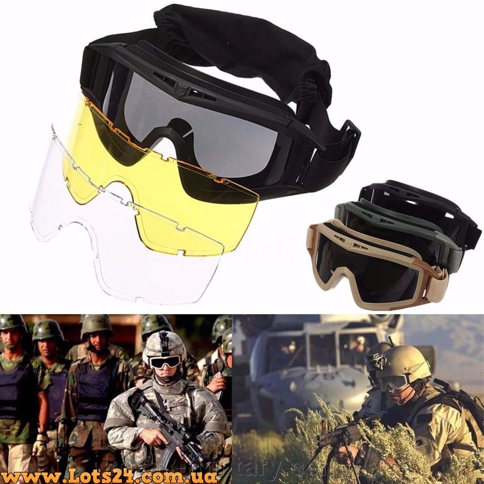 Тактичні окуляри маска Revision Desert Black від компанії "КOZAK" military - фото 1