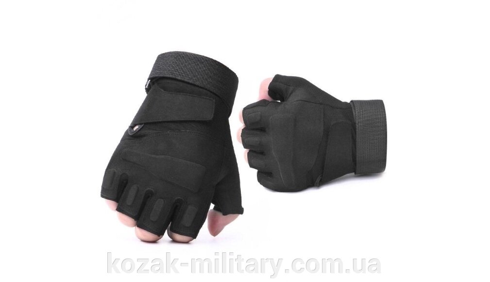 Тактичні рукавички Black-Hawk (без пальців, чорні) від компанії "КOZAK" military - фото 1